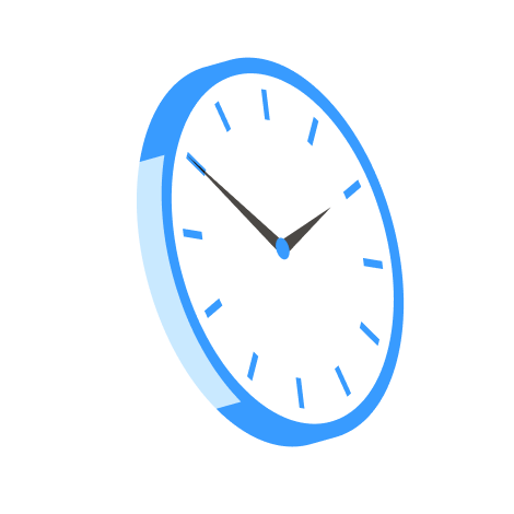 作業時間の短縮を表した時計のイラスト