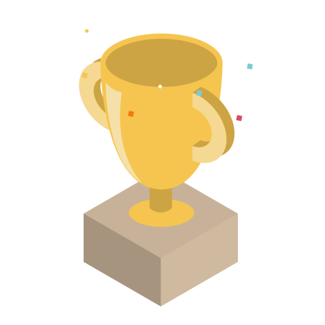 成果や満足度を表したトロフィーのイラスト