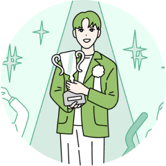 チームの中心となる主人公タイプを表した人物イラスト