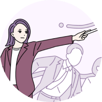 リーダーシップを発揮する指揮官タイプを表した人物イラス