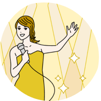 場を明るく盛り上げるエンターテイナータイプを表した人物イラスト