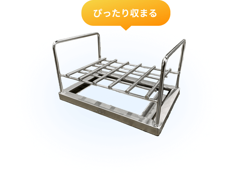 収納効率を考慮した折りたたみ式金属パレット